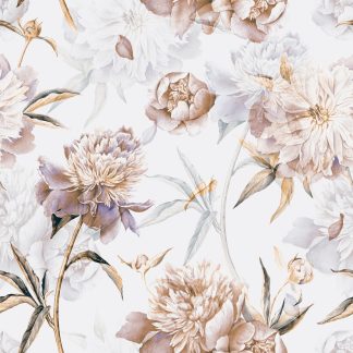 Hand Drawn Watercolor Peonies Peel and Stick Wallpaper