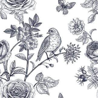 Victorian Garden Roses Removable Wallpaper