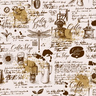 Retro Coffee Theme Removable Wallpaper