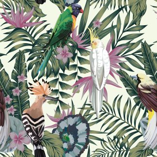Exotic Tropical Birds Removable wallpaper
