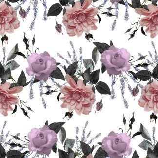 Lavender Roses and Peach Floral Wallpaper