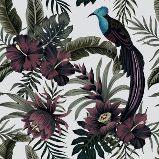 Tropical Lotus Floral, Removable Wallpaper