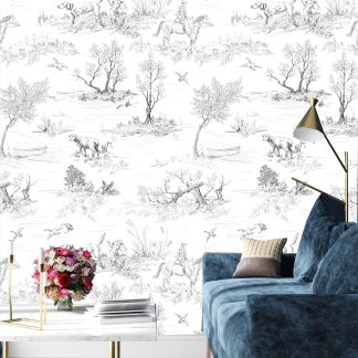 Toile de Jouy Peel and Stick Wallpaper