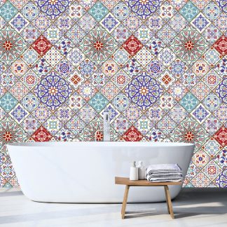 Moroccan Tile Pattern Removable wallpaper, Peel & Stick Home Decor