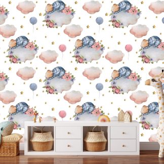 Nursery Room Clouds Peel and Stick Wallpaper 10'h x 24''w