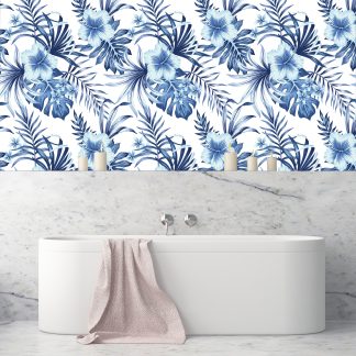 Blue Hibiscus Floral Wallpaper