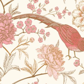 Rose Gold Peonies Removable Wallpaper