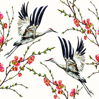 Fashioned Folk Japanese Birds Removable Wallpaper