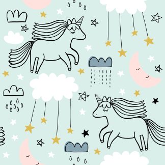 Aqua Unicorns  kids Temporary  Wallpaper