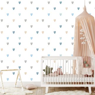 Multicolored Hearts Nursery Wallpaper Peel and Stick 10'h x 24''w