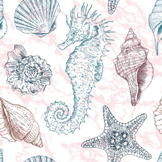 Marine Seahorse And Corals Removable Wallpaper