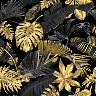 Golden Exotic Leaves Removable wallpaper