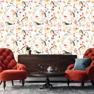 Gardenia Birds Peel and Stick Wallpaper 10'L x 24''W
