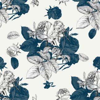 Vintage Indigo Floral Removable Wallpaper
