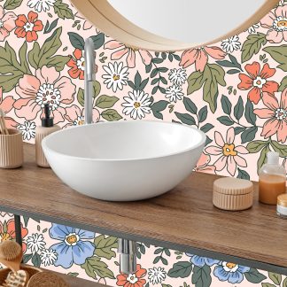 Summer Pansy Florals Peel and Stick Wallpaper