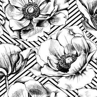 Black & White Roses Floral Removable Wallpaper