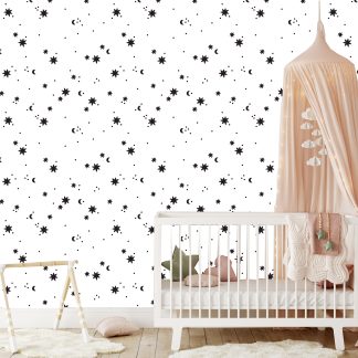 Moon and Stars Nursery Peel and Stick Wallpaper 10'h x 24''w