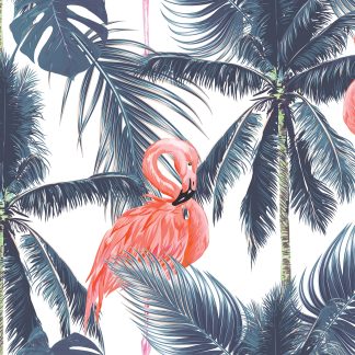 Pink Flamingos, Exotic Birds Removable Wallpaper