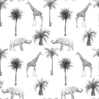 Safari Giraffe And Elephant Removable Wallpaper