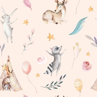 Baby Raccoons Nursery Removable Wallpaper
