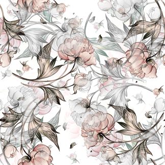 Darrel Peony with Buds Peel and Stick Wallpaper