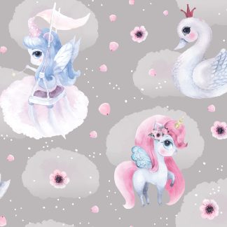 Unicorn Fairy Swan Nursery Wallapaper