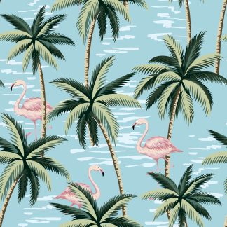 Tropical Flamingos Removable Wallpaper