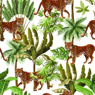 Wild Leopard Exotic Trees Peel and Stick Wallpaper