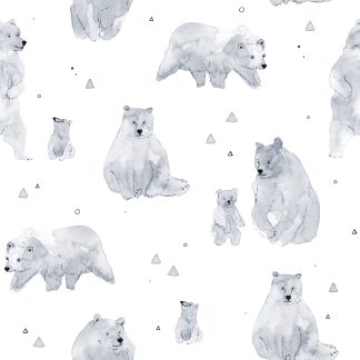 Gray baby Bears  Removable wallpaper