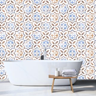 Moroccan pattern in vintage style,Removable Wallpaper, Peel and Stick Home Decor