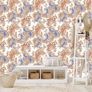 Seamless Royal Paisley Wallpaper Peel and Stick 10'h x 24''w