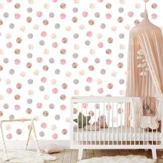 Circle Dots Baby Room Wallpaper Peel and Stick 10'h x 24''w