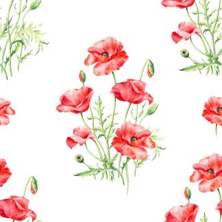 Wildflowers and Red Poppies Peel and Stick Wallpaper
