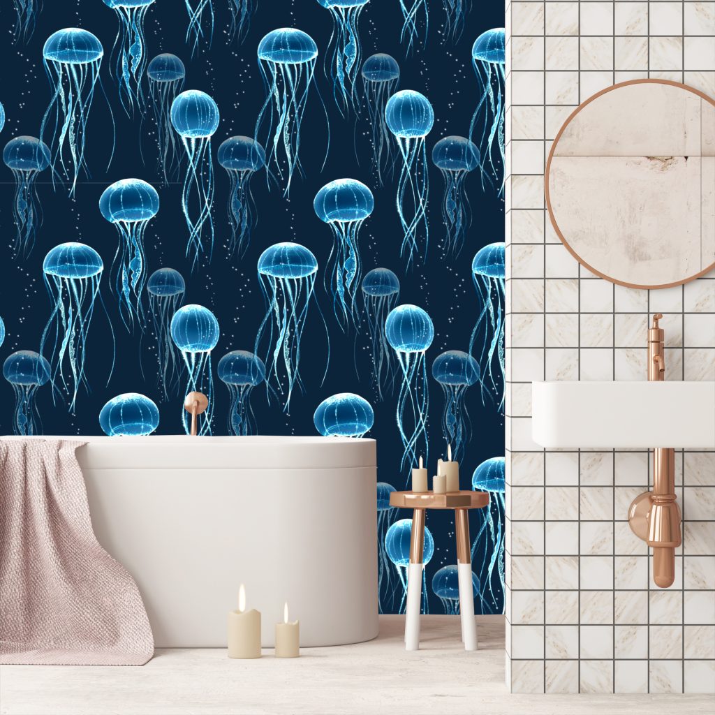 Glowing Jellyfish wallpaper - MuralSprint | Peel and Stick Wallpapers