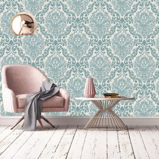 Vintage Damask Flower Removable Wallpaper, Peel & Stick Home Wall Art
