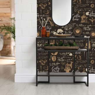 Coffee Theme Removable Wallpaper Roll 10'l x 24''w